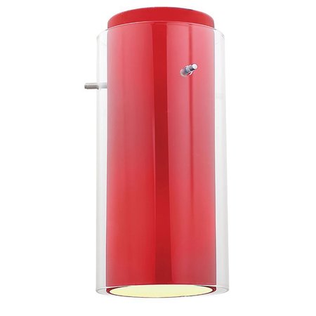 ACCESS LIGHTING Glassn Glass, Cylinder Shade, Brushed Steel Finish, Clear Red Glass 23133-BS/CLRD